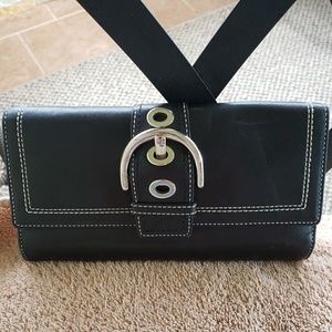 2 pc Coach Black Leather Wallet w/Checkbook Cover